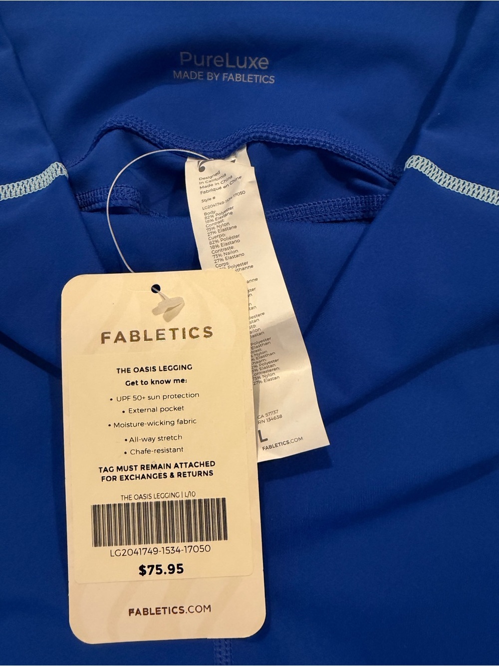 NWT Fabletics PureLuxe Oasis Legging - Blue